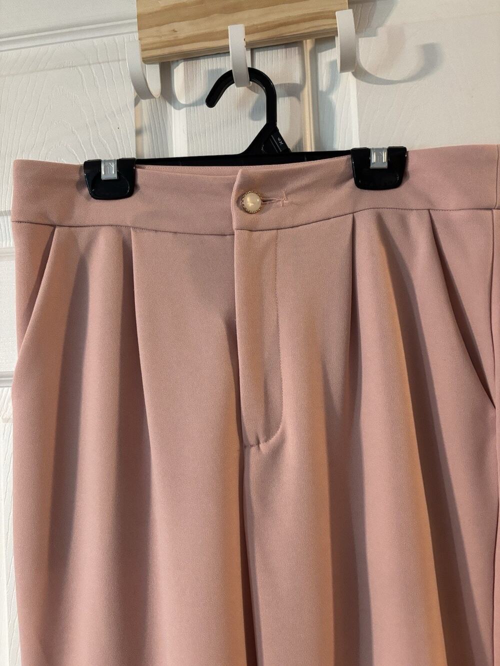 SHEIN LARGE PETITE Pink Cuffed Dress Pants Cropped Length, Size Is More A Medium